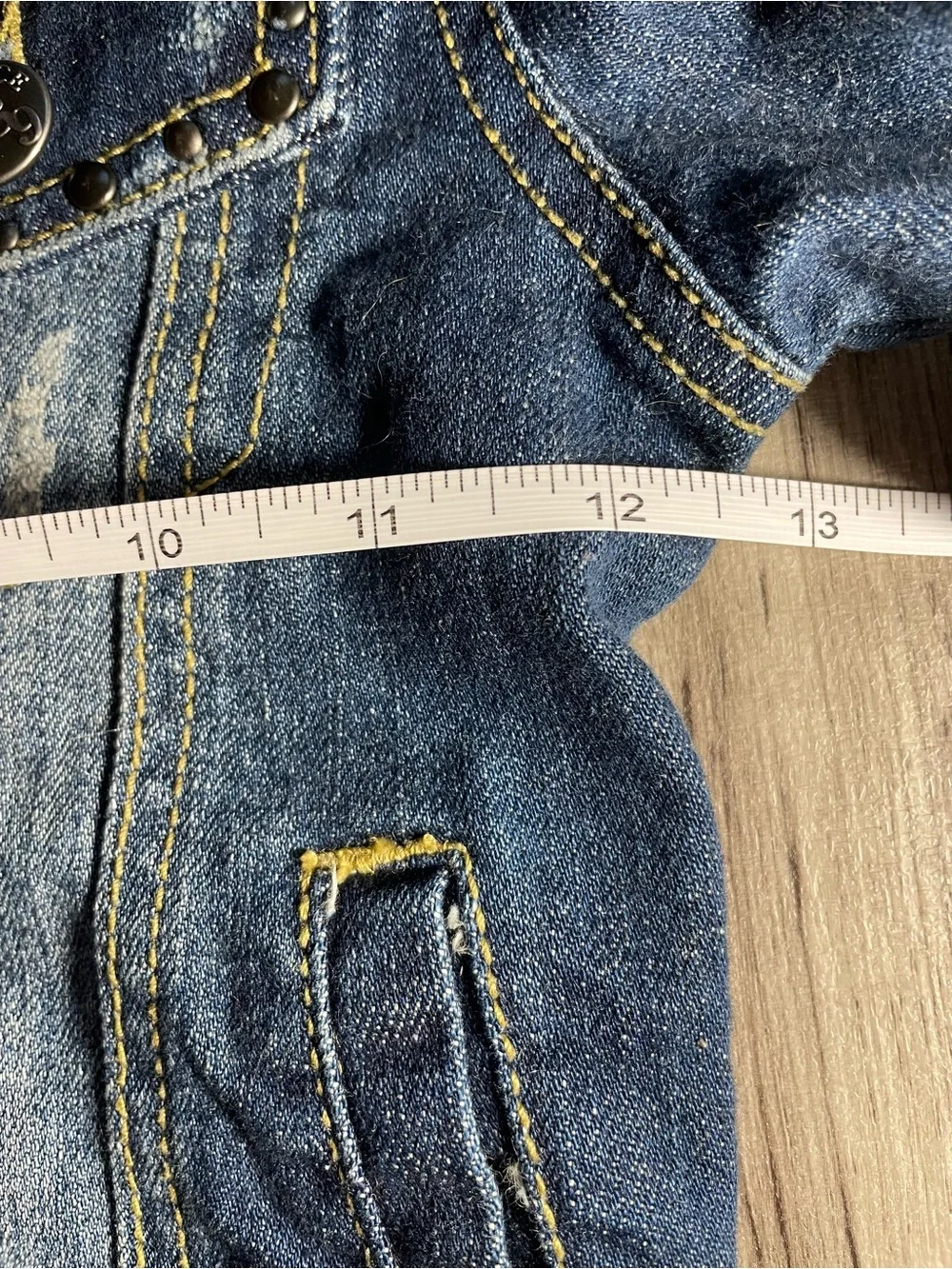 The Children’s Place Girls Distressed Denim Jacket Studded Pockets M 7/8